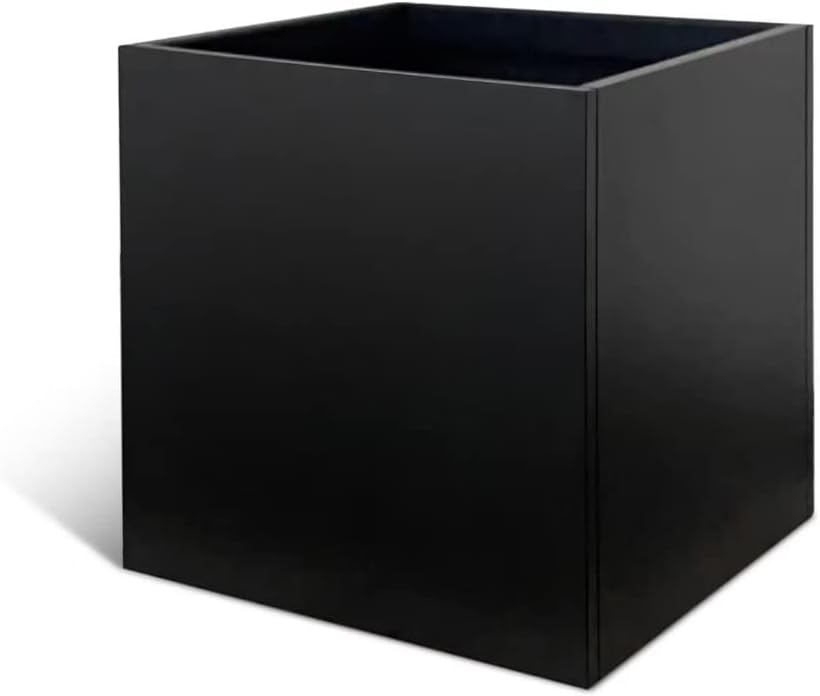 Galvanized Steel Planter Box Black Metal Planter 20Inch Large Square Indoor Outdoor Planters Cube Steel Heavy Duty Planter Powder Coating Modern Commercial Residential for Patio, Plants, Yard, Garden