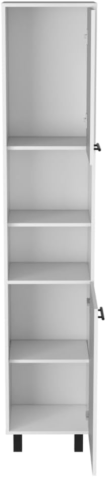 80' Multi-Layer Storage Freestanding Storage Cabinet, Kitchen Storage Bakers Rack with Enclosed Cabinet, Utility Food Cupboard with Spacious Interior for Kitchen, White