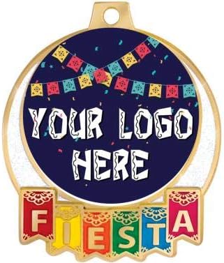 Crown Awards Create Your Own Fiesta Medal - Upload Your Own Logo Custom Fiesta Medals - Red Pin Drape Included