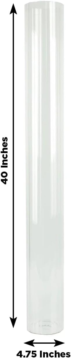 Efavormart 2 Pack Ribbed Cylinder Floor Vases – 40' Tall Oversized Clear Glass Vases for Grand Venue Displays & Lobbies