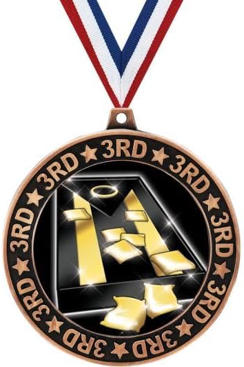 2.5' 3rd Place Cornhole Shadow Medal Award, Bronze Trophy Medal