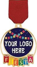 Crown Awards Create Your Own Fiesta Medal - Upload Your Own Logo Custom Fiesta Medals - Red Pin Drape Included