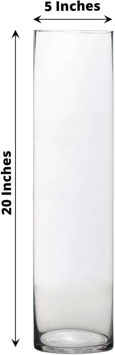 Efavormart 6pcs/Set 20' Tall Cylinder Glass Centerpiece Flower Candle Vase for Wedding Party Banquet Events Centerpiece Decoration