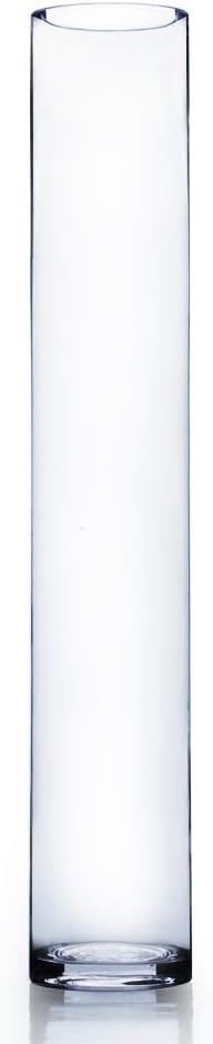 WGV Tall Cylinder Glass Vase Bulk, Open Width 5', Height 35', Clear Large Floral Container, Planter, Centerpieces for Wedding Party Event, Home Office Decor, 2 Pieces