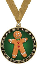 Crown Awards Gingerbread Man Winter Seasonal Award Medals with Gold Ribbons, 2.5' Gold Gingerbread Man Winter Trophies Prime