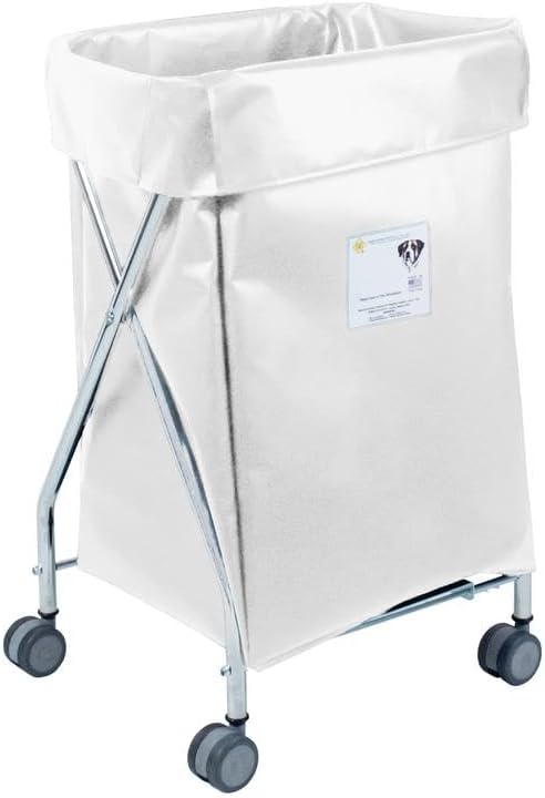 R&B Wire Products Narrow Collapsible Hamper with White Vinyl Bag, 5 Bushel Capacity