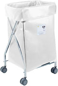 R&B Wire Products Wide Collapsible Hamper with White Vinyl Bag, 6 Bushel Capacity
