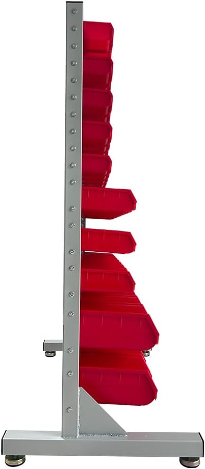 JZD Metal Bin Rack Storage Organizer System, Heavy Duty Steel Frame, 76 Bins for Tools Hardware Nut Bolt, Garage Workshop Factory