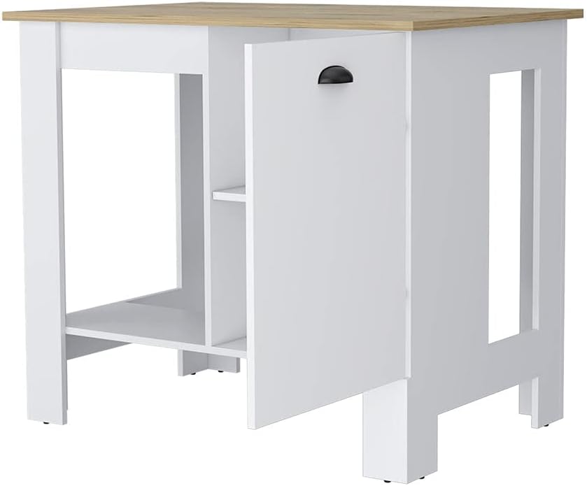 40' Spacious Freestanding Storage Cabinet, Kitchen Storage Bakers Rack with Shelves, Utility Food Cupboard with Door for Kitchen and Dining Space, White