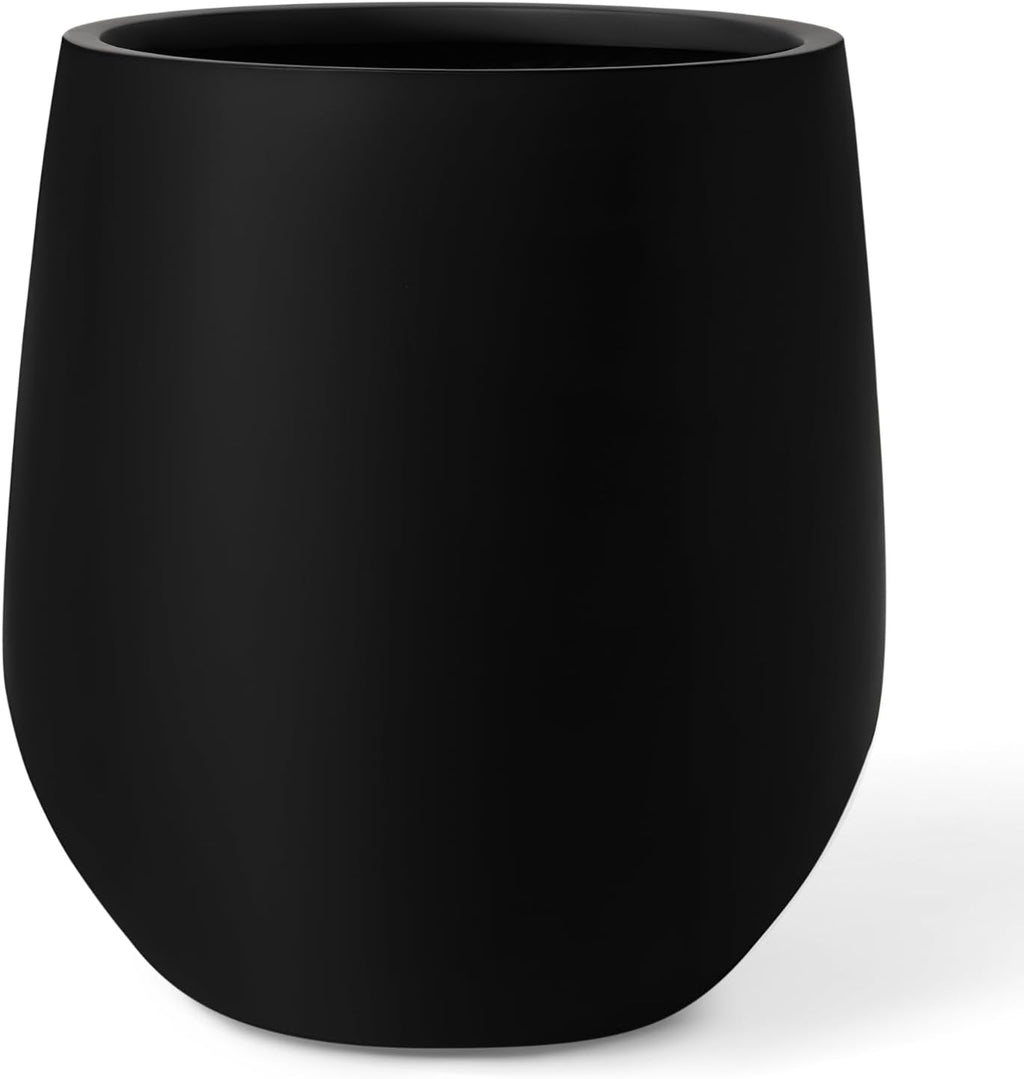 KUTE NEST 21' H x 19' D Premium Corso Fiberstone Round Planter for Outdoor & Indoor Plants, Ideal for Snake Plants, Monstera & House Plants, Included 2 Extra Coco Mats (Black, 15' Pot Opening)