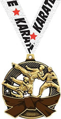 Karate Brown Belt Medals - 2.25' Gold Karate Medal Awards