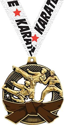 Karate Brown Belt Medals - 2.25' Gold Karate Medal Awards