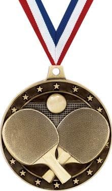 Crown Awards Gold Table Tennis Medals - 2' 3D Ping Pong Award Medals with Neck Ribbon