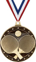 Crown Awards Gold Table Tennis Medals - 2' 3D Ping Pong Award Medals with Neck Ribbon