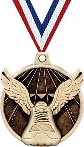 Crown Awards 1.5' Runners Shoe Medal - Gold Race Award Medals