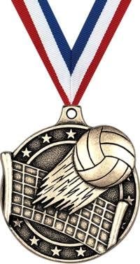 Crown Awards Gold Volleyball Medals - 2' 3D Volleyball Sports Award Medals with Neck Ribbon