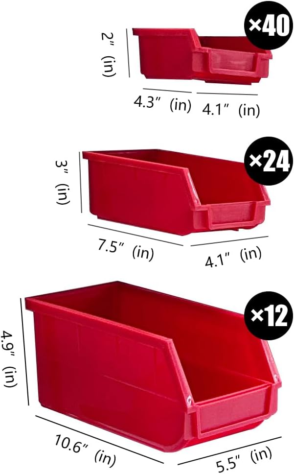 JZD Metal Bin Rack Storage Organizer System, Heavy Duty Steel Frame, 76 Bins for Tools Hardware Nut Bolt, Garage Workshop Factory
