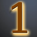 Backlit LED Illuminated Address Numbers 16 Inch, Up-Scale Modern Look, Lighted House Numbers, Large Illuminated Address Numbers Signs, Waterproof, Brown, Warm Light,1