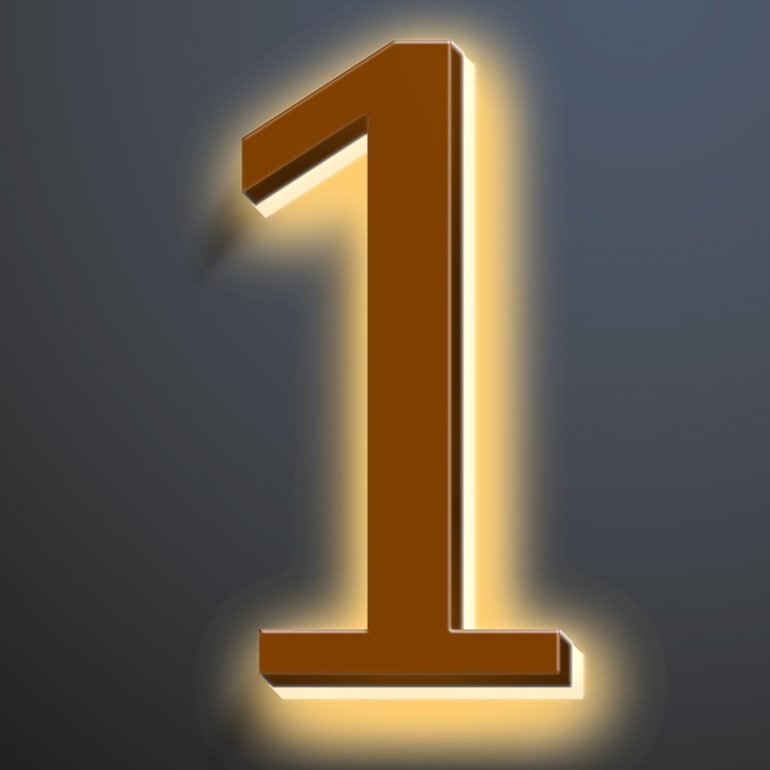 Backlit LED Illuminated Address Numbers 16 Inch, Up-Scale Modern Look, Lighted House Numbers, Large Illuminated Address Numbers Signs, Waterproof, Brown, Warm Light,1