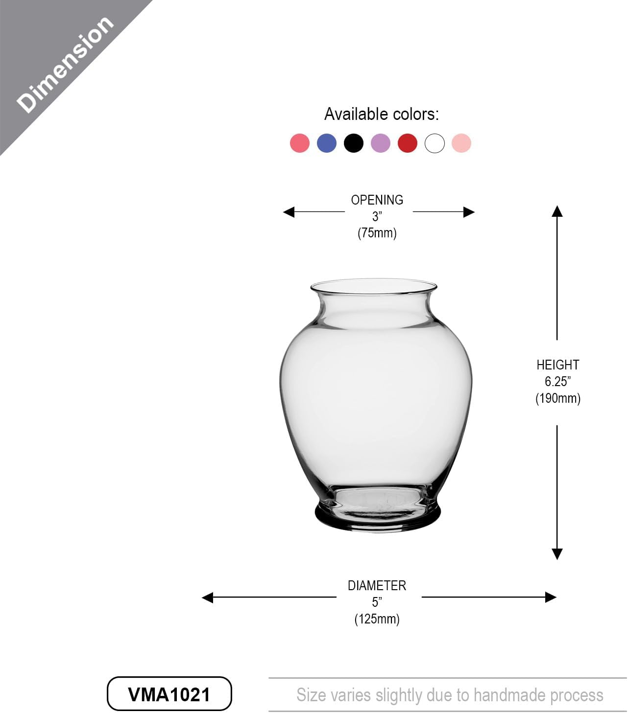 WGVI Clear 6.3' Inch Elegant Urn Ginger Jar Glass Vases for Floral Arrangement, Utility Flower Vase Bouquets, Home Décor Wedding Event Table Centerpieces, 12 Pieces