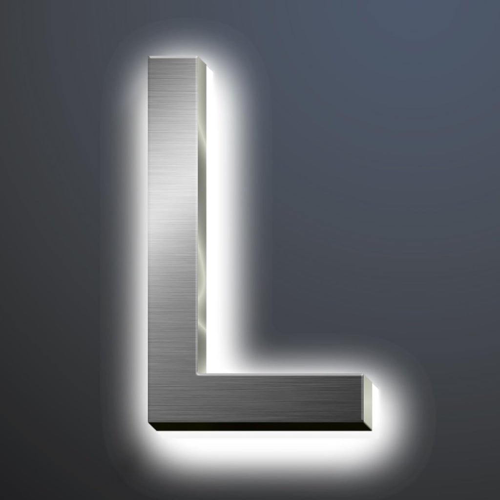 Backlit LED Illuminated Address Signs For Homes 16', Stainless Steel Hand-polished Address Numbers, Modern Large Lighted House Numbers, Brushed Silver, White Light,L
