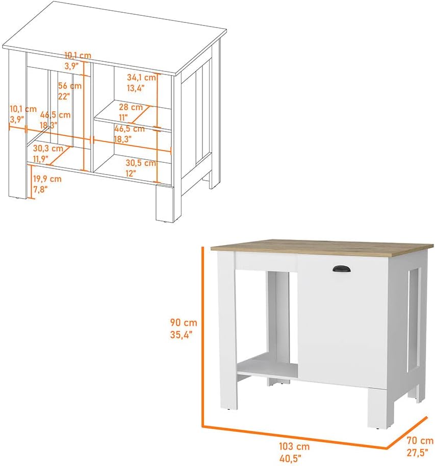 40' Spacious Freestanding Storage Cabinet, Kitchen Storage Bakers Rack with Shelves, Utility Food Cupboard with Door for Kitchen and Dining Space, White