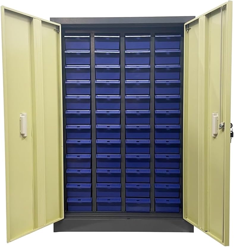 TECHTONGDA Bolt and Nut Tool Storage Cabinet 48 Drawers Parts Cabinet Contains Assortment KIT Part Cabinet Organization Shelves with Lock and Door
