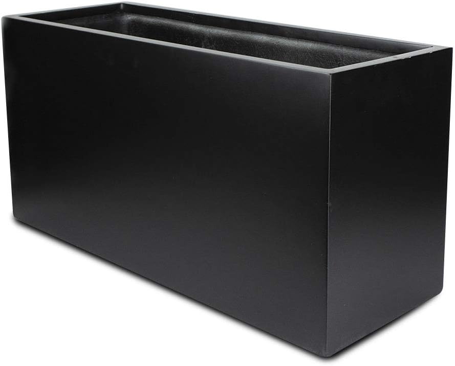 Vase Source Black Rectangle Large Planter - Modern Planting Box Fiberglass Flower Pot 16' High x 12' Wide x 31.5' Long