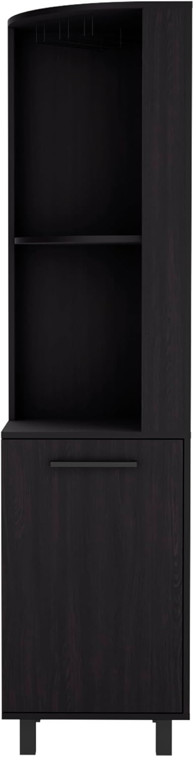 71' Freestanding Storage Cabinet, Kitchen Storage Bakers Rack with Wine Cubbies, Utility Food Cupboard with Stemware Racks for Dining, Black