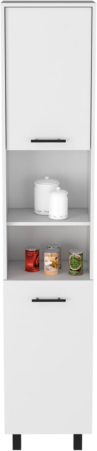 80' Multi-Layer Storage Freestanding Storage Cabinet, Kitchen Storage Bakers Rack with Enclosed Cabinet, Utility Food Cupboard with Spacious Interior for Kitchen, White