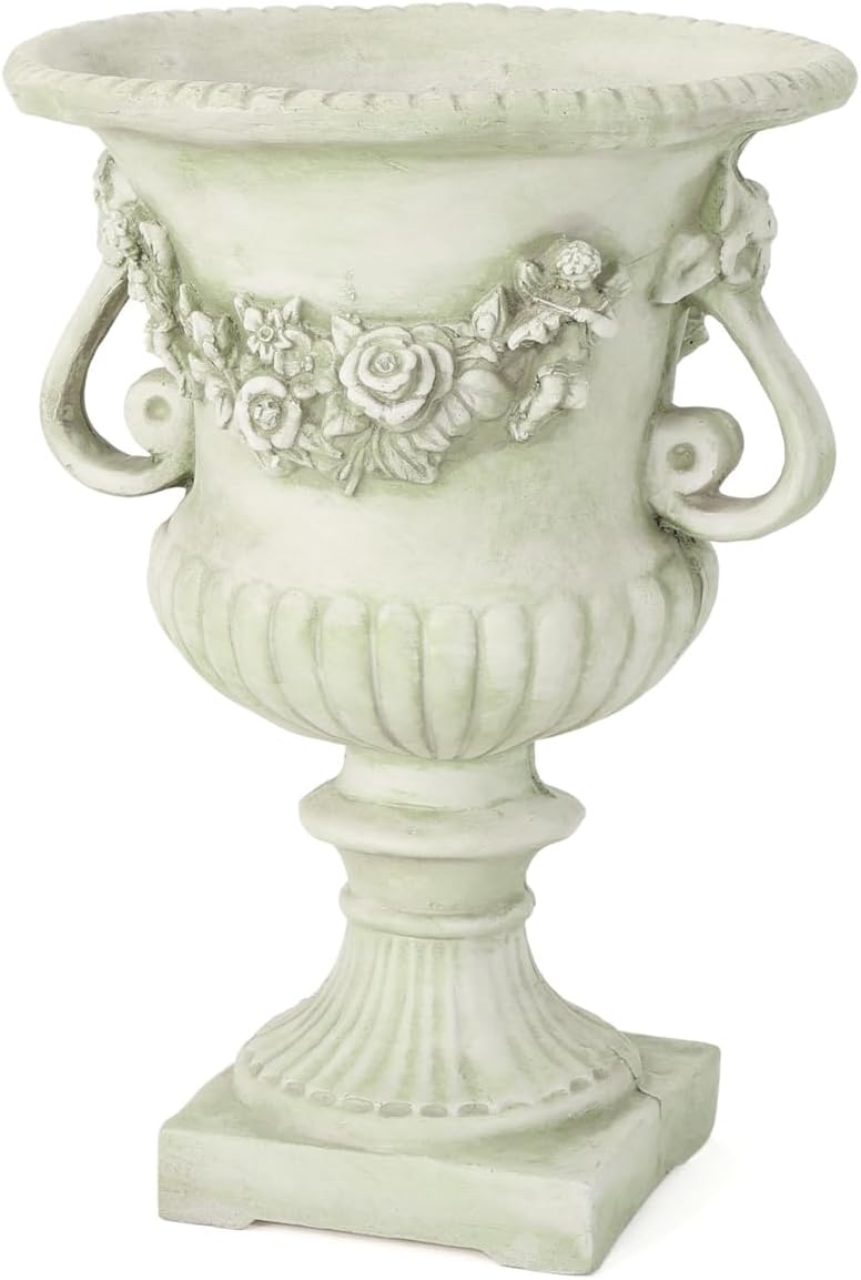 17.3' W x 24' H White Magnesium Oxide Planter Pot - Ideal for Backyard, Patio, Garden Decor