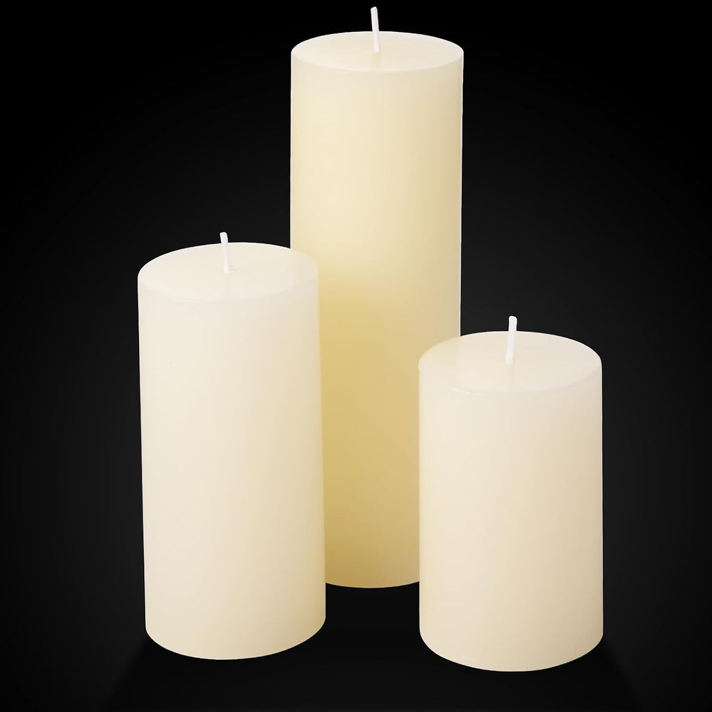 Shihanee 108 Pcs Pillar Candles and Glass Cylinder Vases Clear Cylinder Holders for Slim Pillar Candles Table Decorations, Total 54 Sets(Ivory White,108 Pcs)
