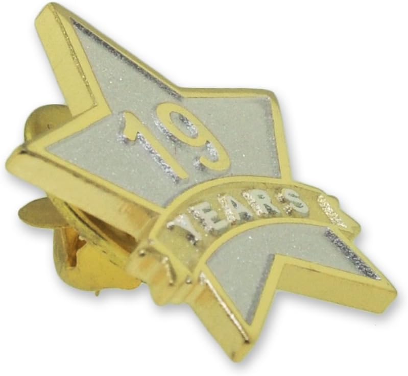 PinMart Year Service Award STAR Lapel Pin – Gold Color Plated- & Silver-Plated Metal Workplace Reward Pin – 1-30, 35, 40, 45 & 50 Years of Service Star Pins for Long Standing Employees or Volunteers