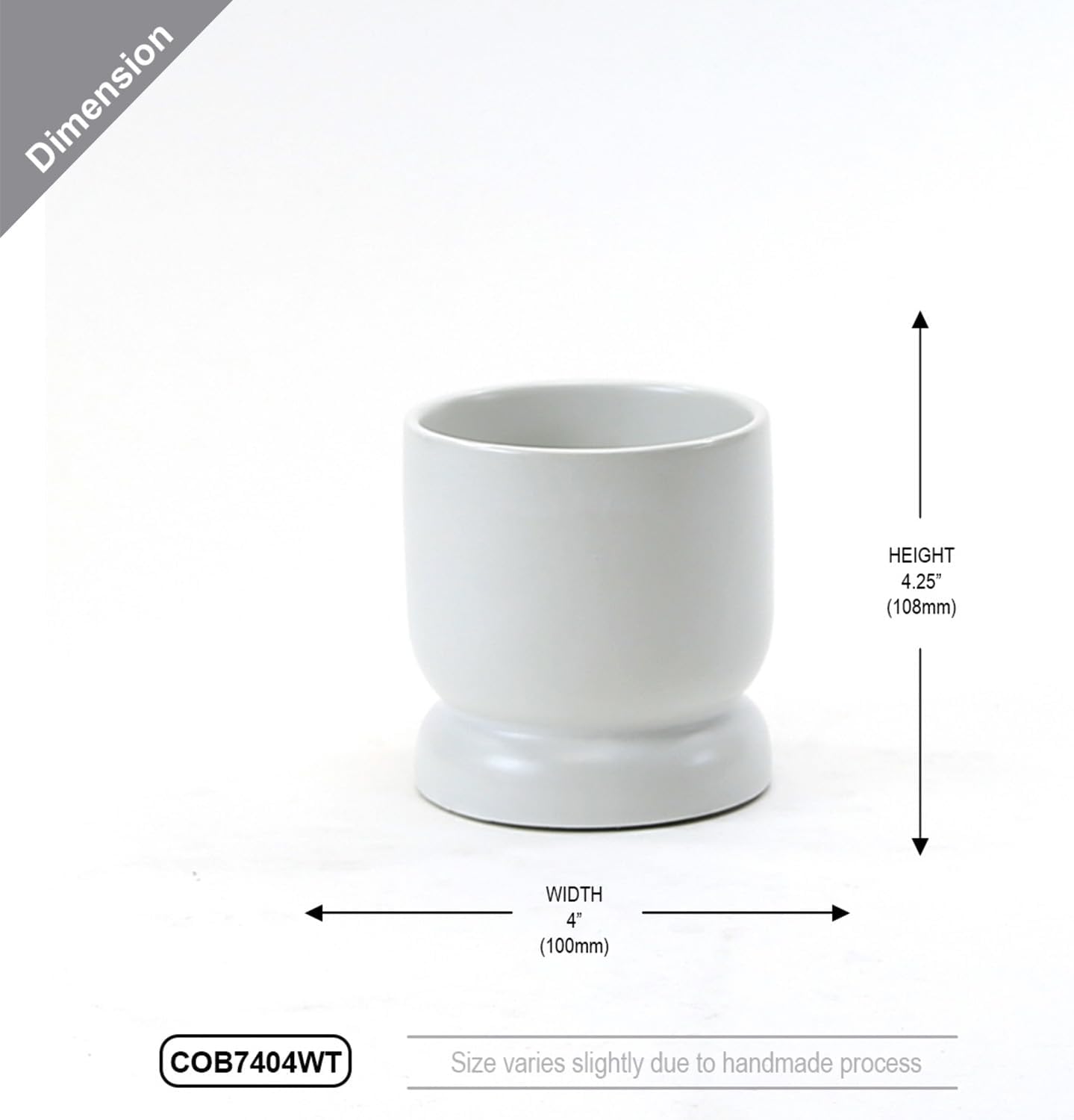 WGVI White Modern Pedestal Vase Ceramic Bowl, 4' x 4.25'H, Sleek Contemporary Flower or Plant Container, Floral Home Décor Planter, No Drain Hole, 12 Piece