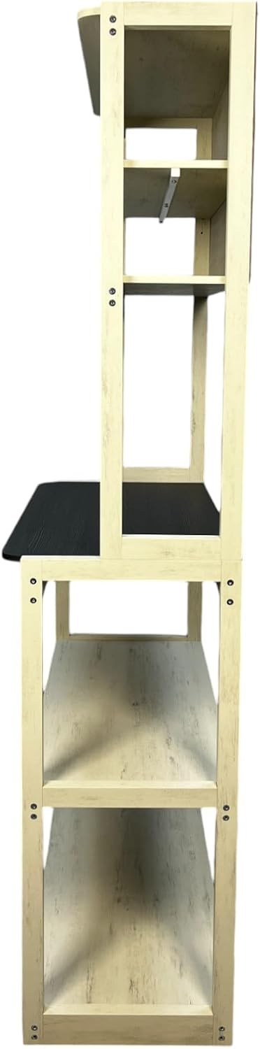 31.5' White and Black Color 5 Tier Bakers Rack for Kitchen with Storage, Coffee Bar, Kitchen Shelves, Microwave Stand