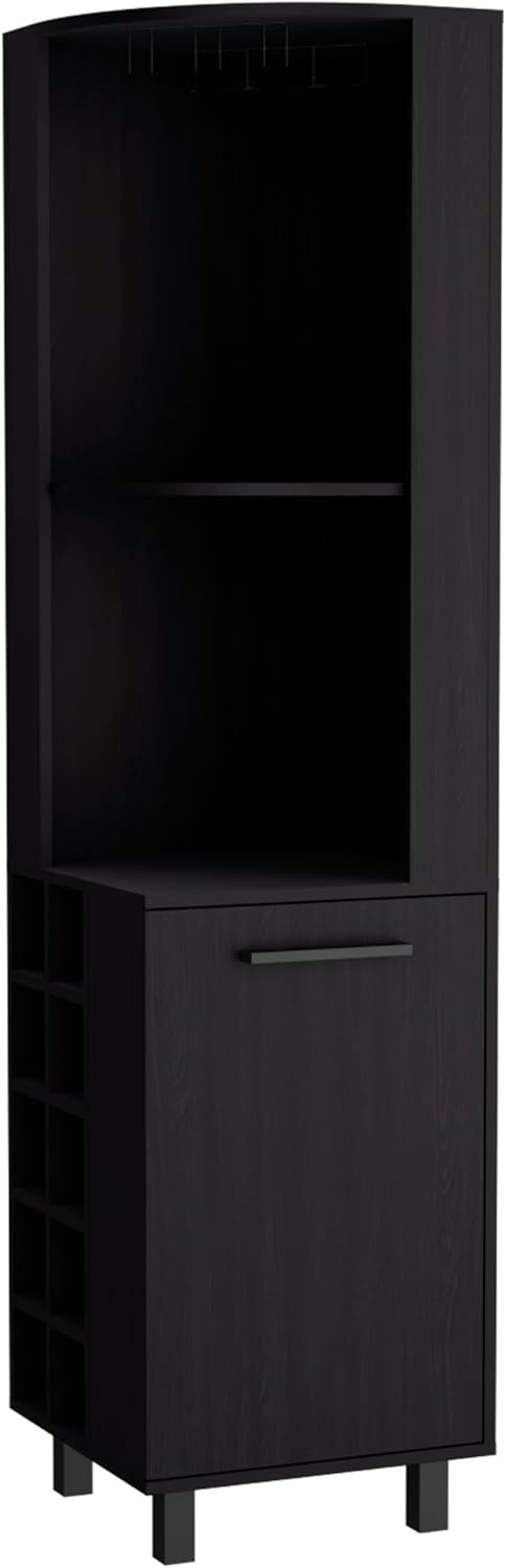 71' Freestanding Storage Cabinet, Kitchen Storage Bakers Rack with Wine Cubbies, Utility Food Cupboard with Stemware Racks for Dining, Black