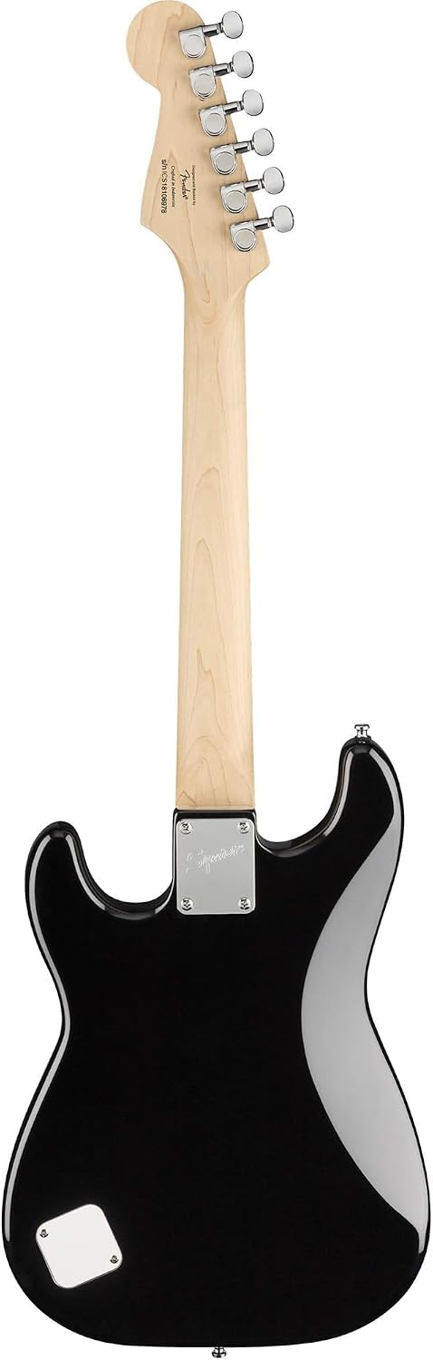 Fender Squier 3/4 Size Kids Mini Strat Electric Guitar Learn-to-Play Bundle with Strap, Picks, Fender Play Online Lessons, and Austin Bazaar Instructional DVD - Black