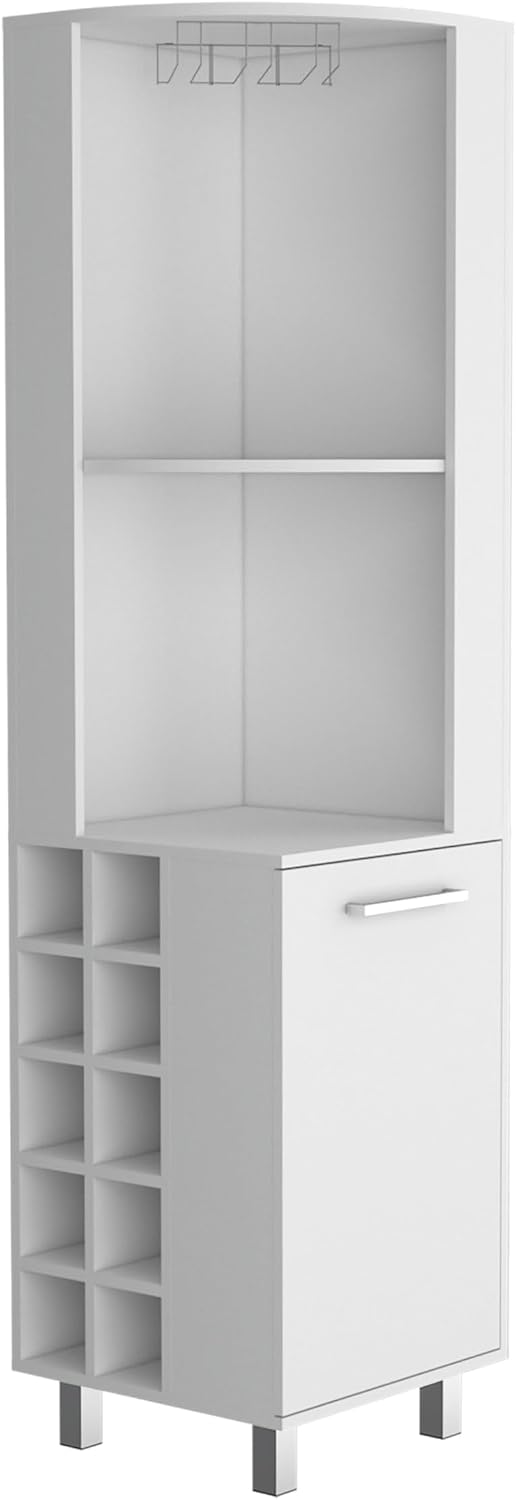 71' Freestanding Storage Cabinet, Kitchen Storage Bakers Rack with Wine Cubbies, Utility Food Cupboard with Stemware Racks for Dining, White