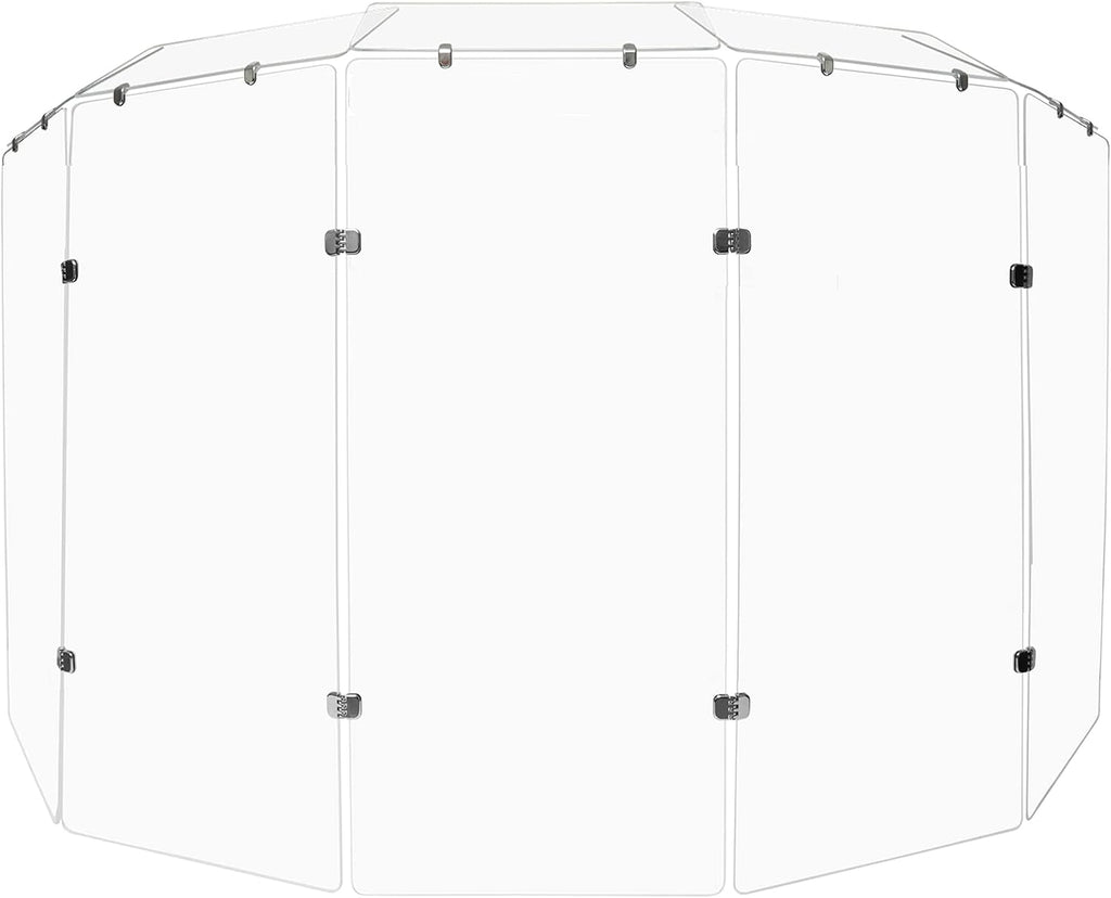 PENNZONI Drum Shield 4ft w/Deflectors & Chrome Hinges, Comes w/ 5 Drum Panels, 5 Deflectors, Chrome Hinges & Deflector Connectors, Premium Clear Acrylic Panels