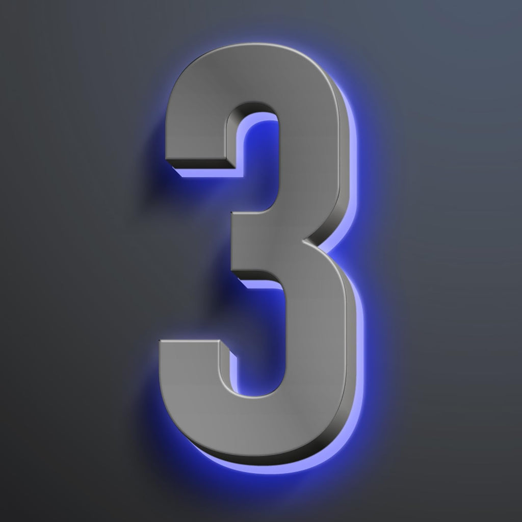 Backlit LED Home Address Numbers, Waterproof Illuminated House Numbers, Stainless Steel Address Numbers Signs, Lighted House Numbers For Outside Modern, Grey,16 Inch/400mm,3