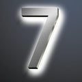 Backlit LED Illuminated Address Signs For Homes 16', Stainless Steel Hand-polished Address Numbers, Modern Large Lighted House Numbers, Brushed Silver, White Light,7