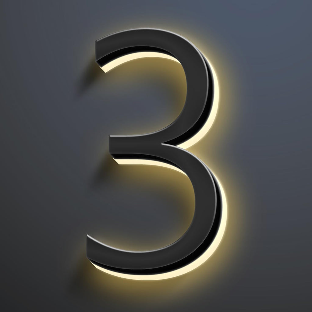 LED House Numbers, Stainless Steels Backlit LED Floating Home Address Numbers, Up-Scale Modern Look, Lighted House Numbers, Illuminated Address Numbers Signs,20 Inch/500mm,3