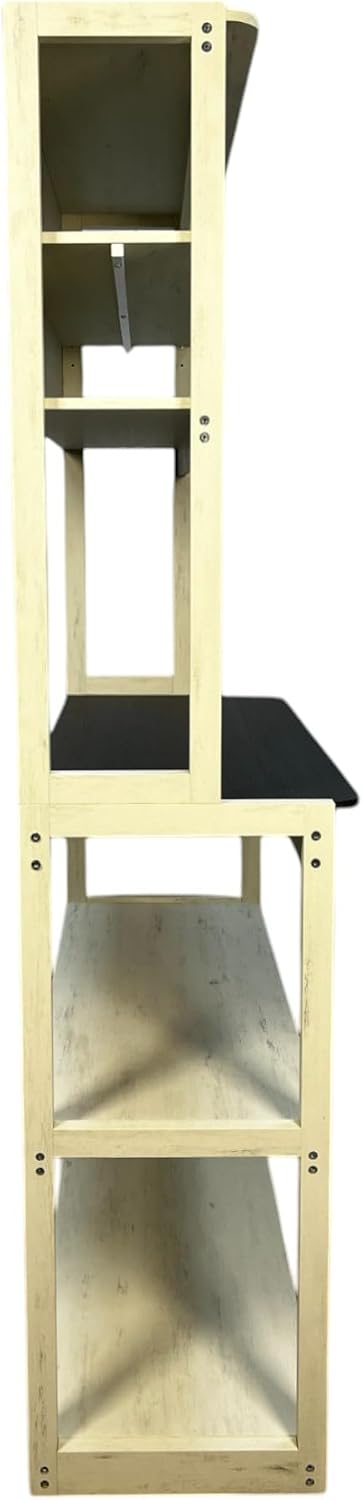 39.37' White and Black Color 5 Tier Bakers Rack for Kitchen with Storage, Coffee Bar, Kitchen Shelves, Microwave Stand