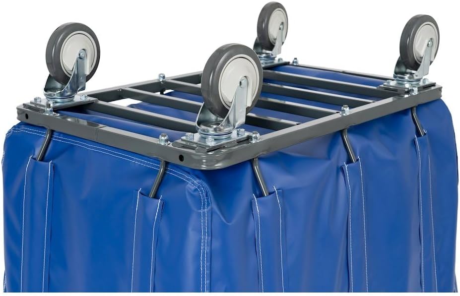 R&B Wire Products, Inc., 18 Bushel Vinyl Basket Truck with Steel Base, Blue, Capacity 600 lb, Capacity Volume 22 ft³, Color Blue, Model# 418SOC/BL