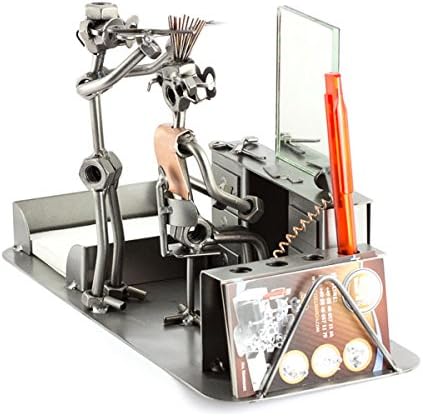 Steelman24 Hairdresser Desk Organizer Office Tidy Sculpture Nuts and Bolts Handmade Ornaments Made in Germany Metal Figurine