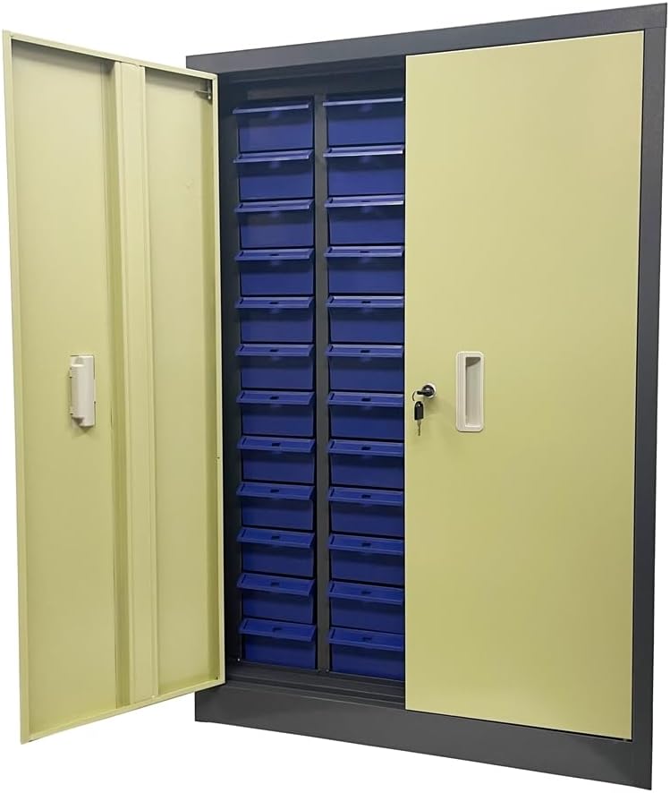 TECHTONGDA Bolt and Nut Tool Storage Cabinet 48 Drawers Parts Cabinet Contains Assortment KIT Part Cabinet Organization Shelves with Lock and Door