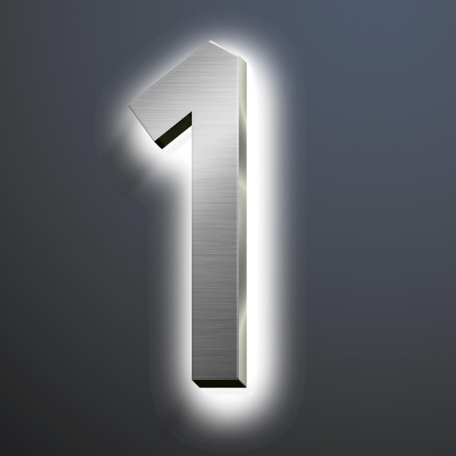 Backlit LED House Numbers For Outside 20', Modern Illuminated Home Address Numbers, Large Metal Lighted Address Numbers Signs For House, Brushed Silver, White Light,1