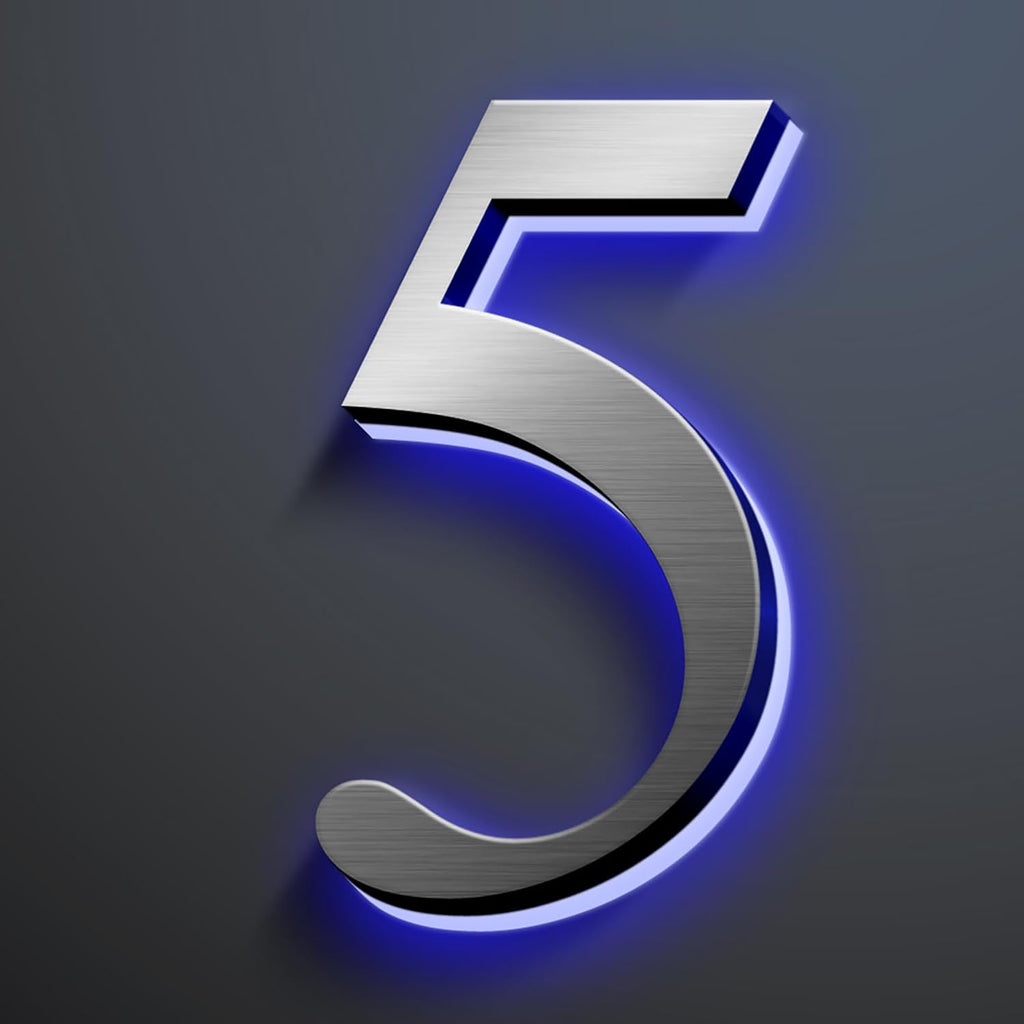 Stainless Steel Illuminated LED House Numbers For Outside, Backlit LED Floating Home Address Number, Modern Large Lighted House Numbers For Outside Modern