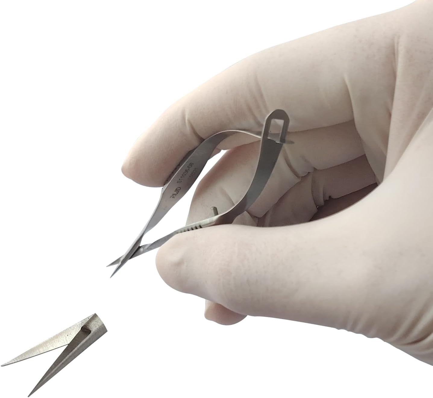 RWD VANNAS Micro Scissors, 3.2' Straight Fan Tip, Extra Sharp Spring Action Squeeze Scissors for Stitch Cutting, Embroidery, ENT, Eye, Skin, Dental, and Veterinary Surgery (8cm) - S11036-08