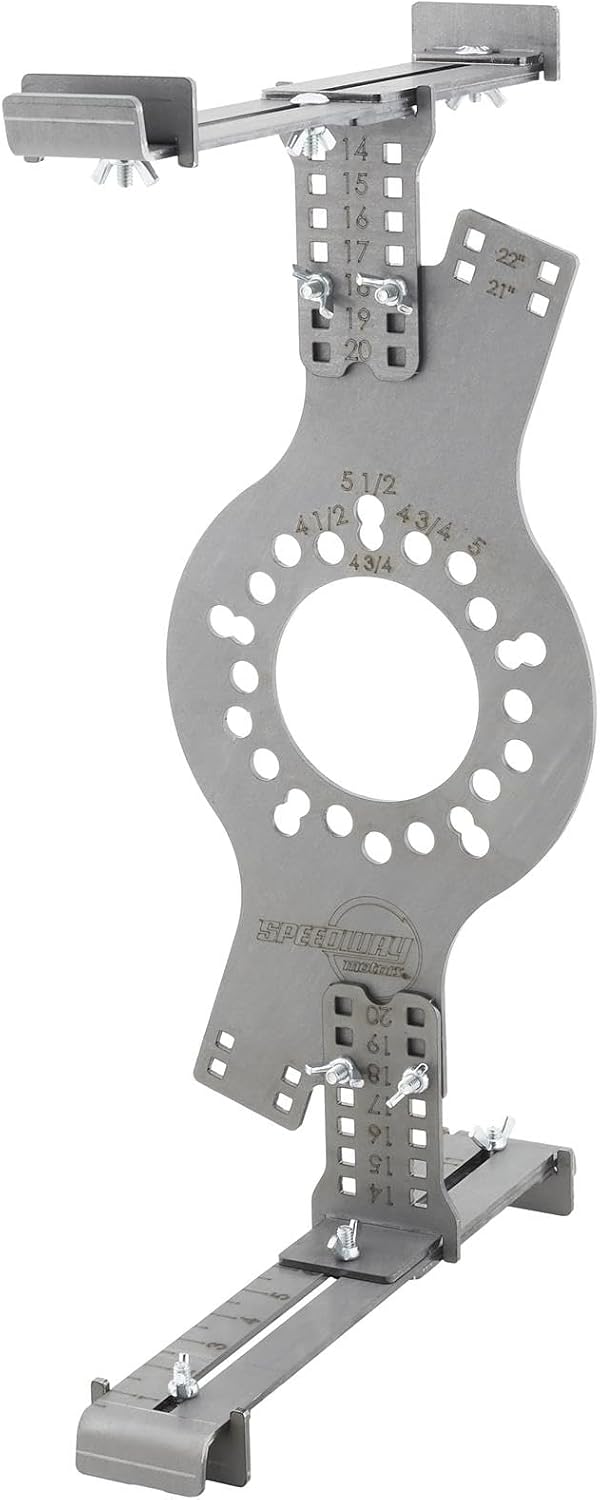 Speedway Motors WheelWise™ Wheel Fitment Tool Master Kit, 4-5-6 Lug Patterns, Laser Cut 10 Gauge Steel, Accurate Backspace & Offset Measurement, Includes Carriage Bolts & Wing Nuts